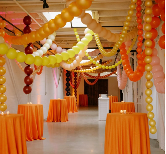 Custom Order - Balloon Decoration with balloon Strands (colors - light yellow, gold, orange, dark orange, dark red, dark brown, white)
