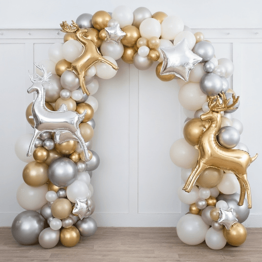 Silver & Gold Christmas Balloon Arch