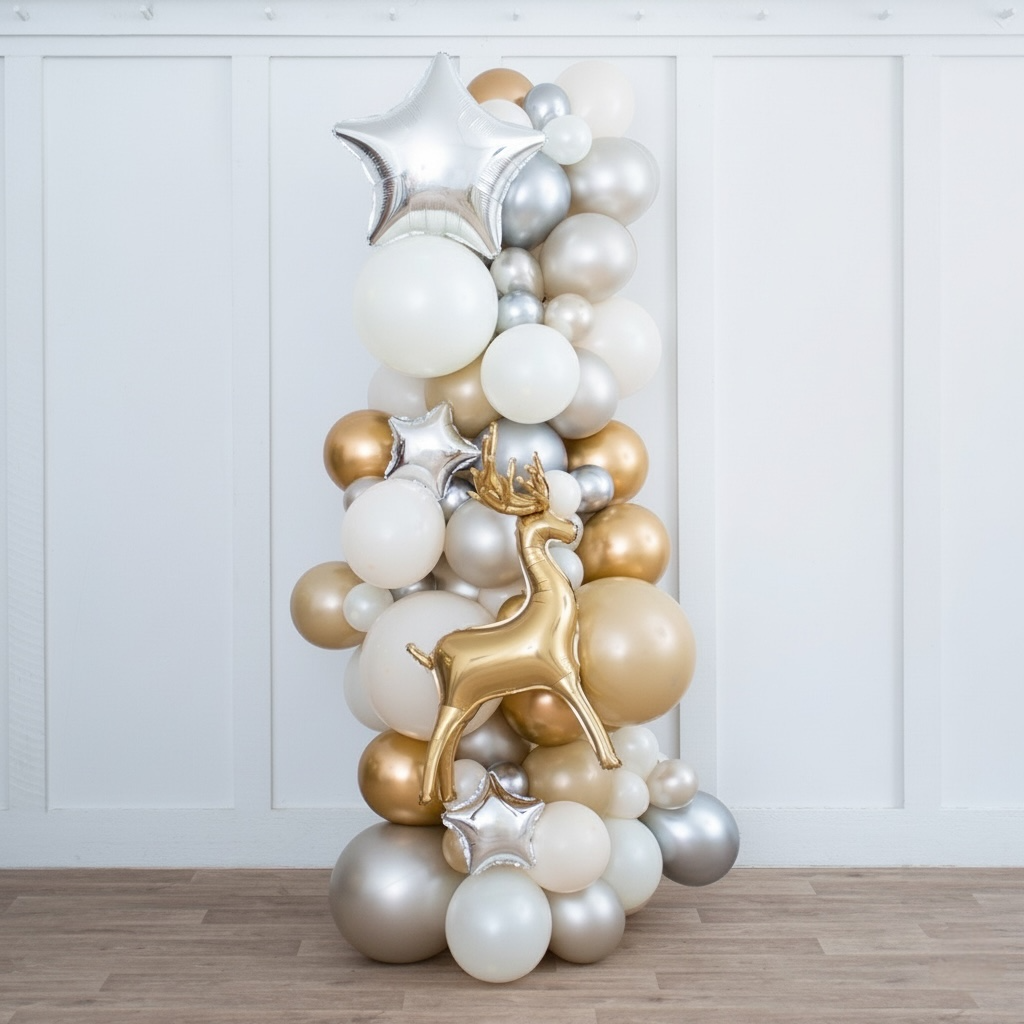Silver & Gold Christmas Balloon Column