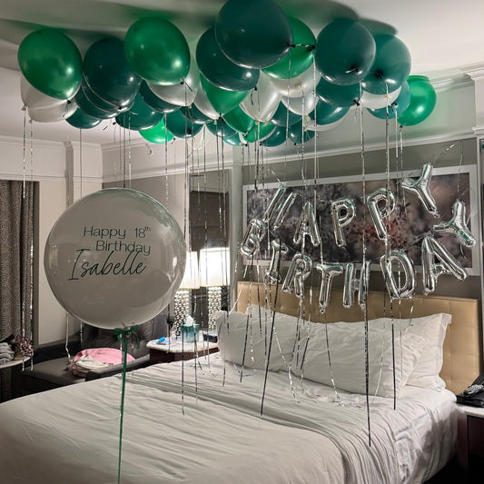 Forest Green & Silver Balloon Set (Customized)