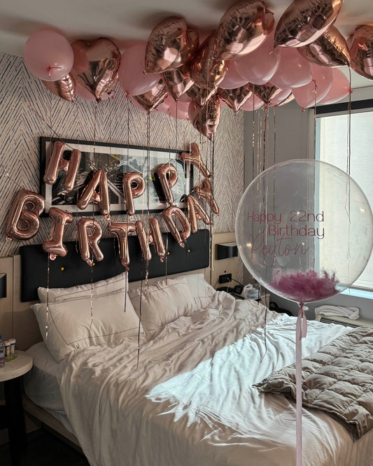 Rose Gold Feathers Birthday Room Set